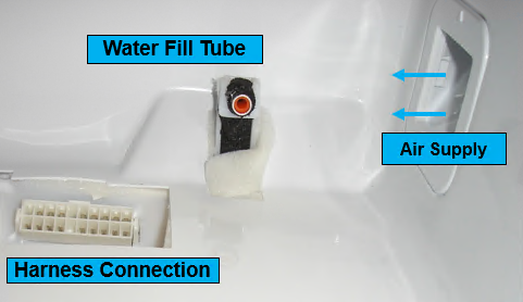 water on the floor in the back of the unit